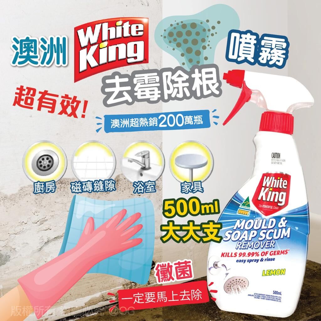 (現貨) 澳洲 White King 去霉除根噴霧 500ml