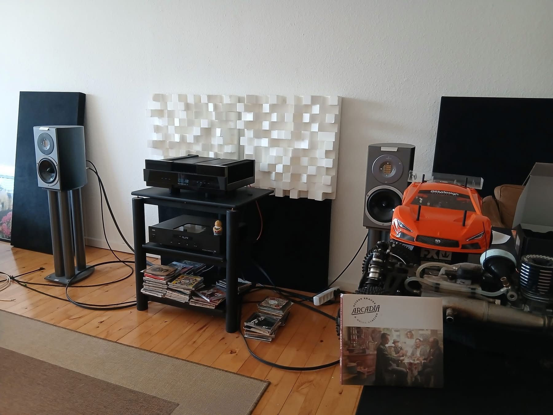 Audiovector R1 Arrete Italian Walnut Speaker Home Audio Setup