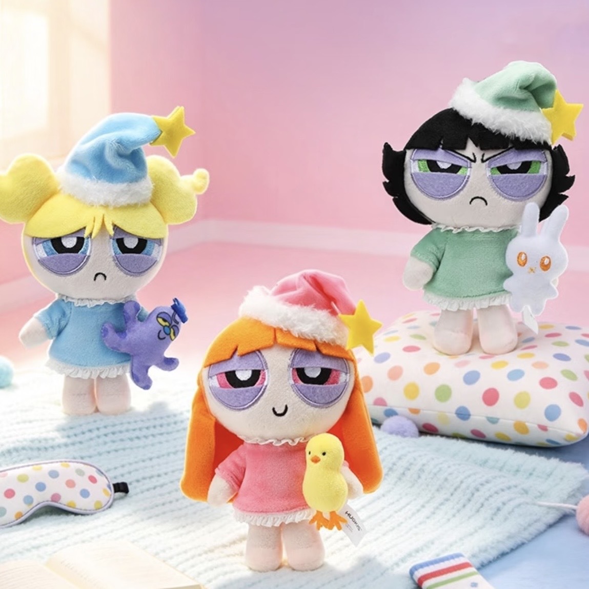 POWERPUFF GIRLS 飛天小女警 早安款 起床氣 吊飾 搞怪 花花 泡泡 毛毛