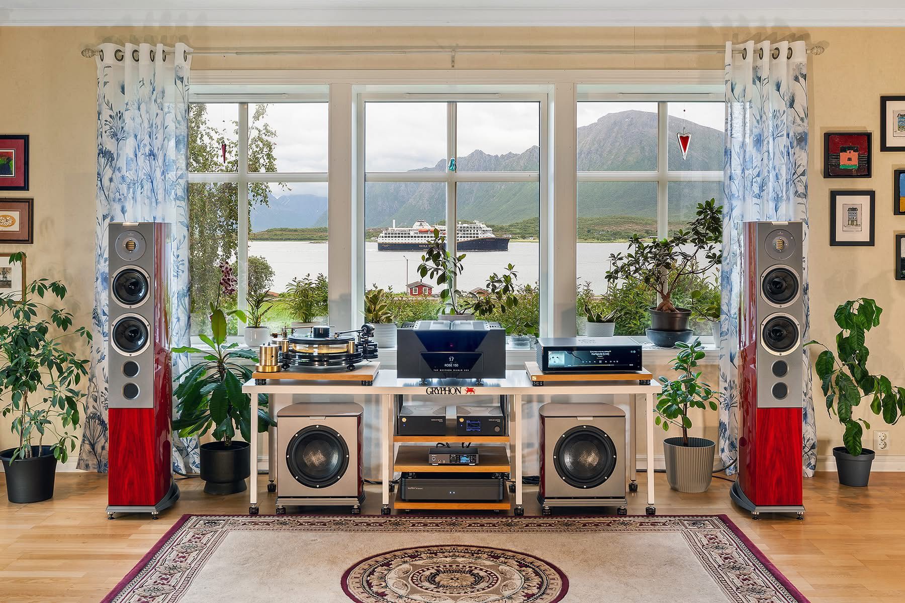 Audiovector R6 Arreté African Rosewood Speaker and R Sub Home Audio Setup