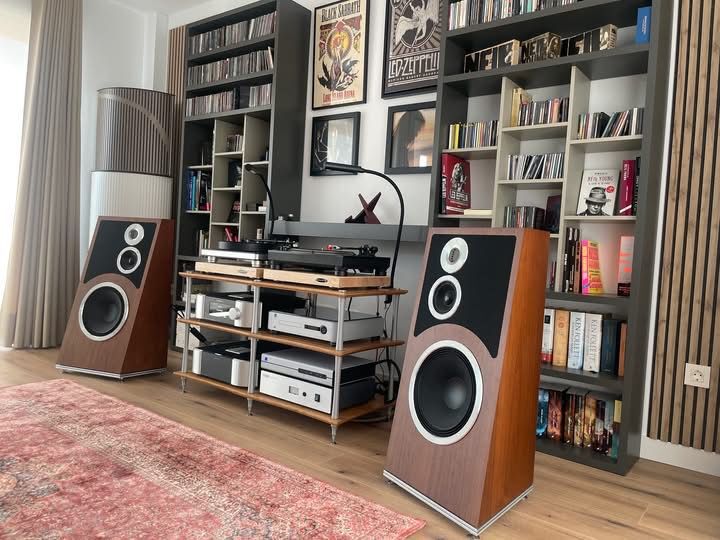Audiovector Trapeze Italian Walnut Home Audio Setup
