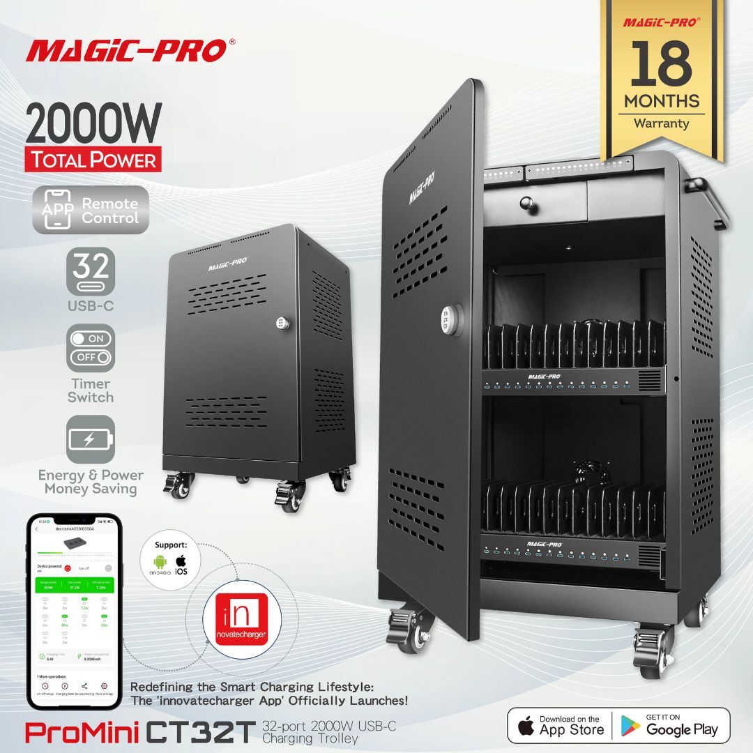 ProMini CT32T 2000W 32 Port (USB-C) App Control Charging Trolley