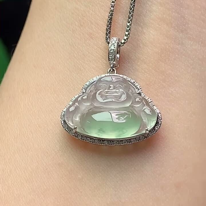 翡翠冰種飄綠佛公,天然翡翠A玉, 緬甸玉, Jade, Jadeite