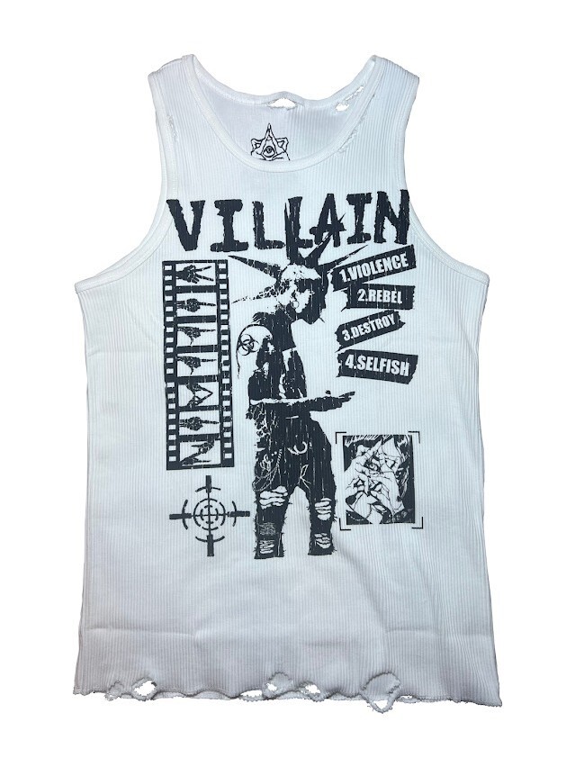VILLAIN 26SS 龐克 破壞坦克背心 白