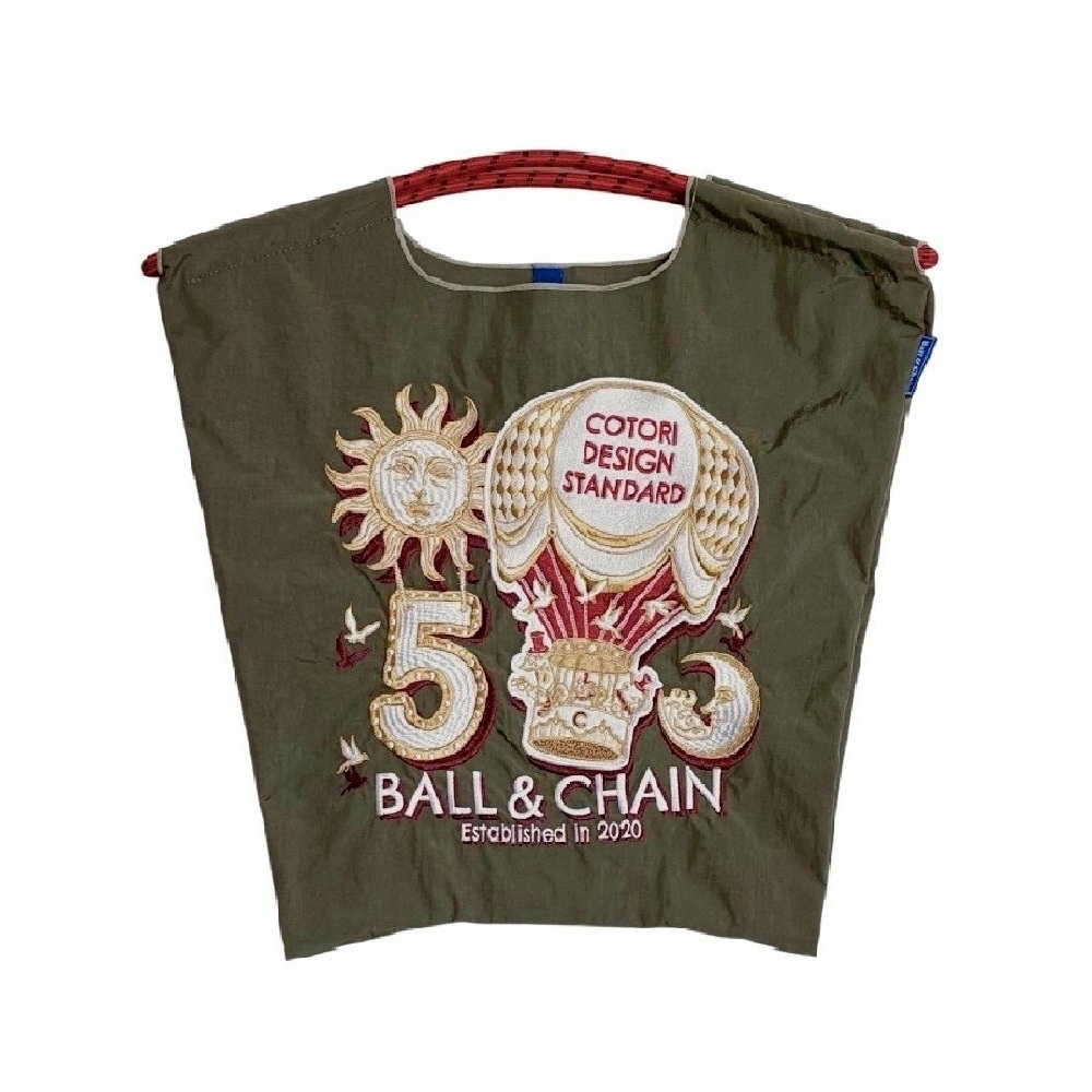 Ball＆Chain 刺繡環保購物袋 M號 - 灰 (32101061)