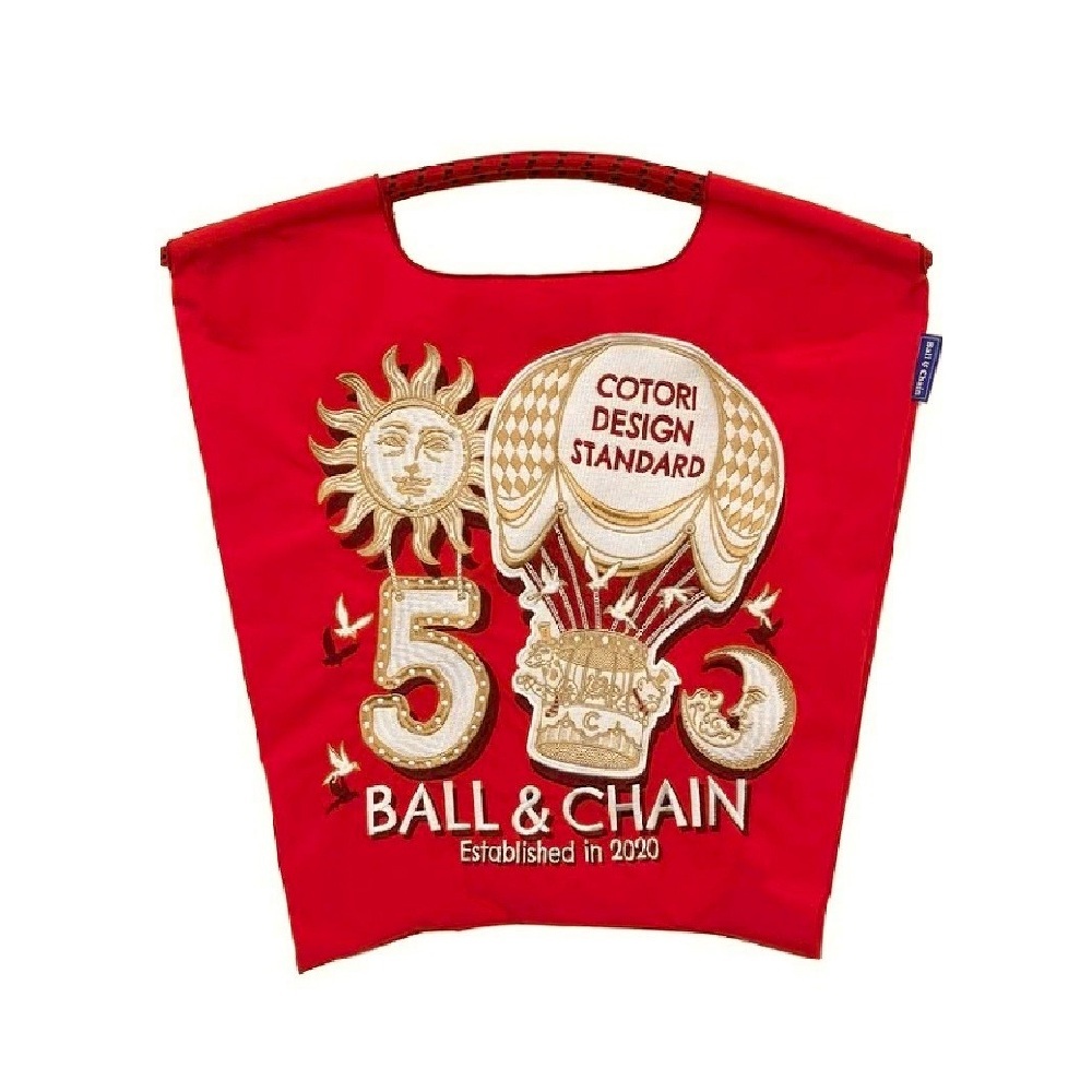 Ball＆Chain 刺繡環保購物袋 M號 - 紅 (32101005)