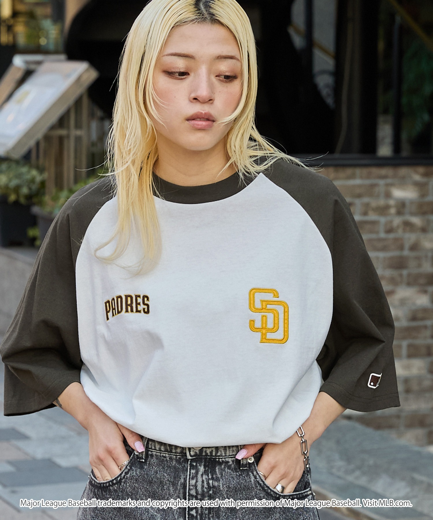 🇯🇵 MONO-MART x MLB 刺繡LOGO 美國職棒大聯盟 洛杉磯道奇 紐約洋基 聖地牙哥教士 寬鬆 插肩 拼接 短袖 短T / 預購