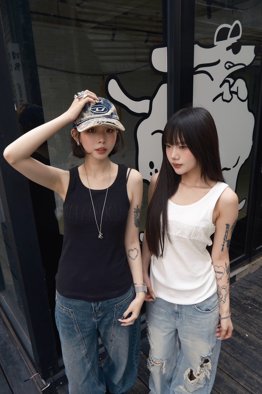 <快速出貨> MATIN KIM LOGO貼花修身背心 兩色