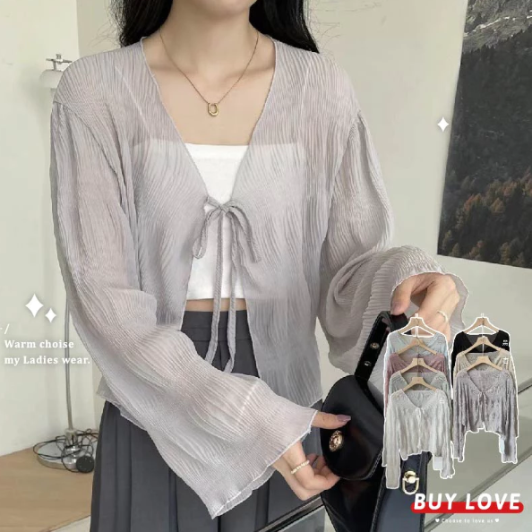【直播】BUY LOVE BL052840 女裝韓版波浪綁帶上衣