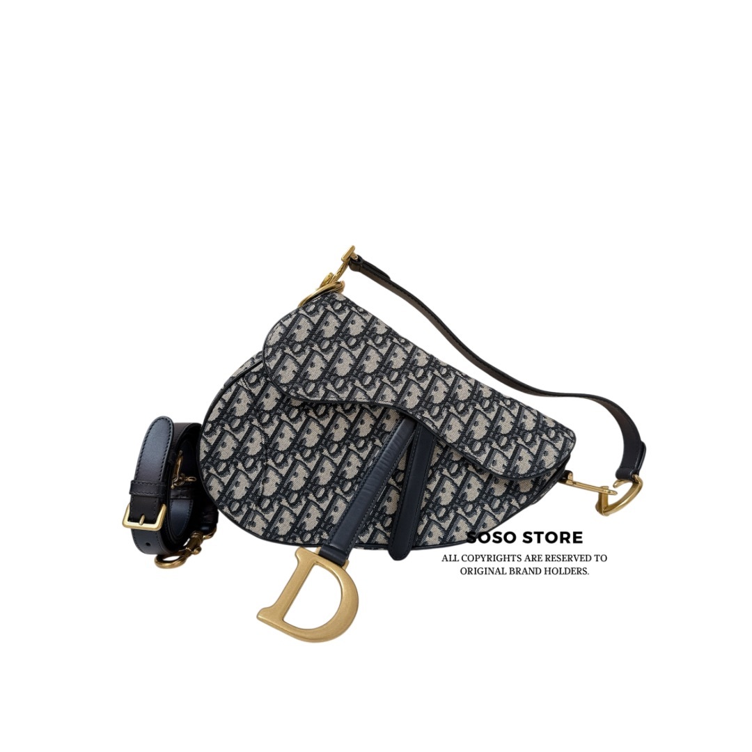 Christian Dior Saddle Bag - Navy Blue / GHW