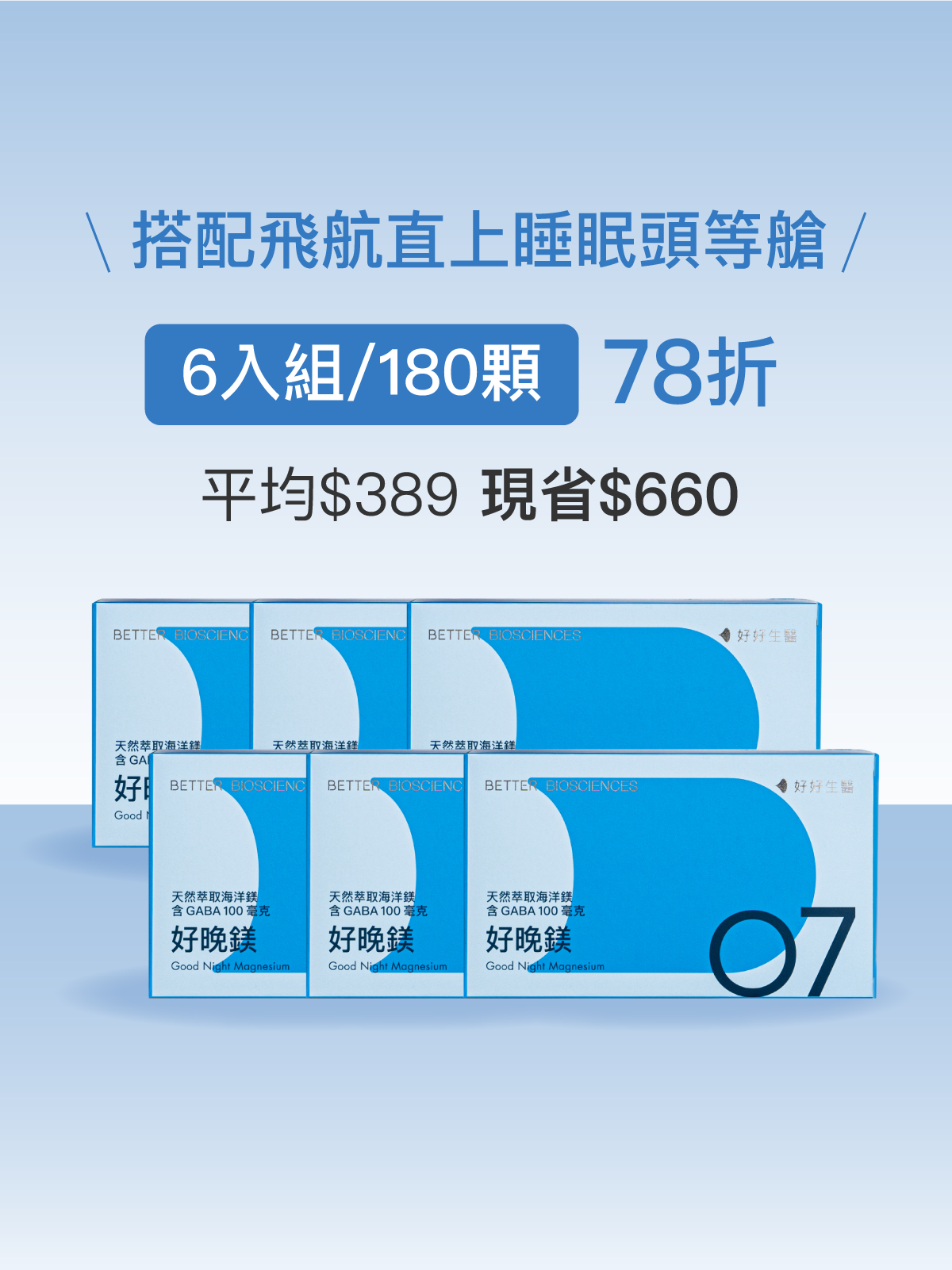 【好組合】好晚鎂－天然萃取海洋鎂 含GABA 100毫克＿6入組（共180顆）