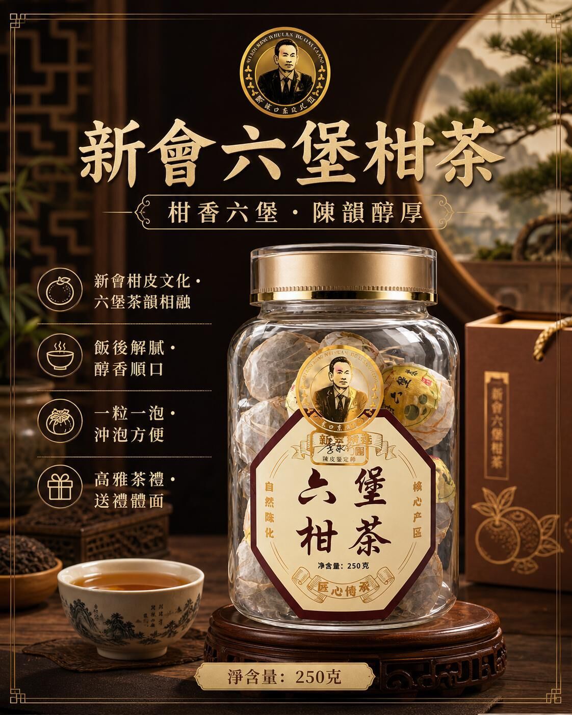 0529CP02-SANWUI-CHENPI-六堡柑茶 250克*2罐+手提袋 [1套: HKD$ 288/套，3套: 平均HKD$ 268/套] (A2)