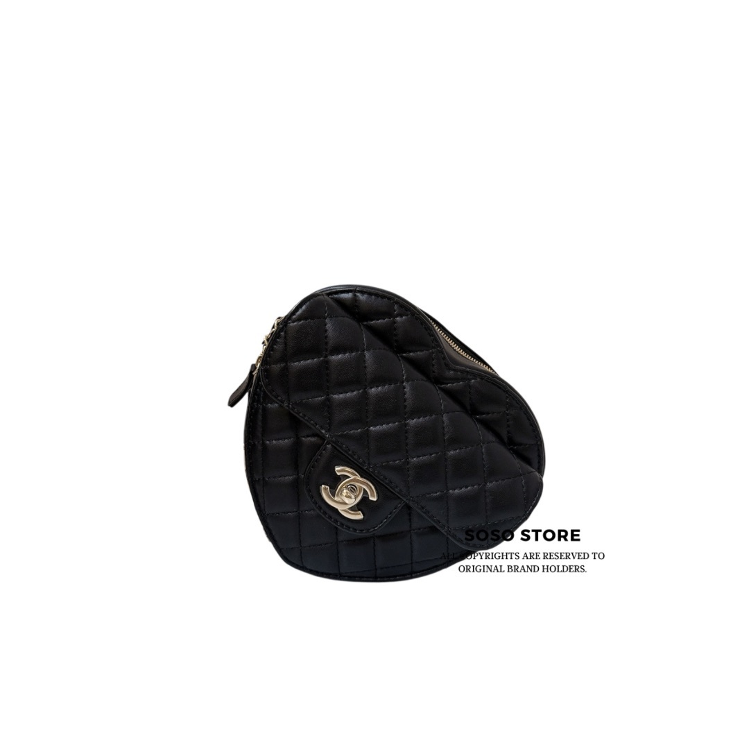 Chanel CC In Love Heart Bag - Black / GHW