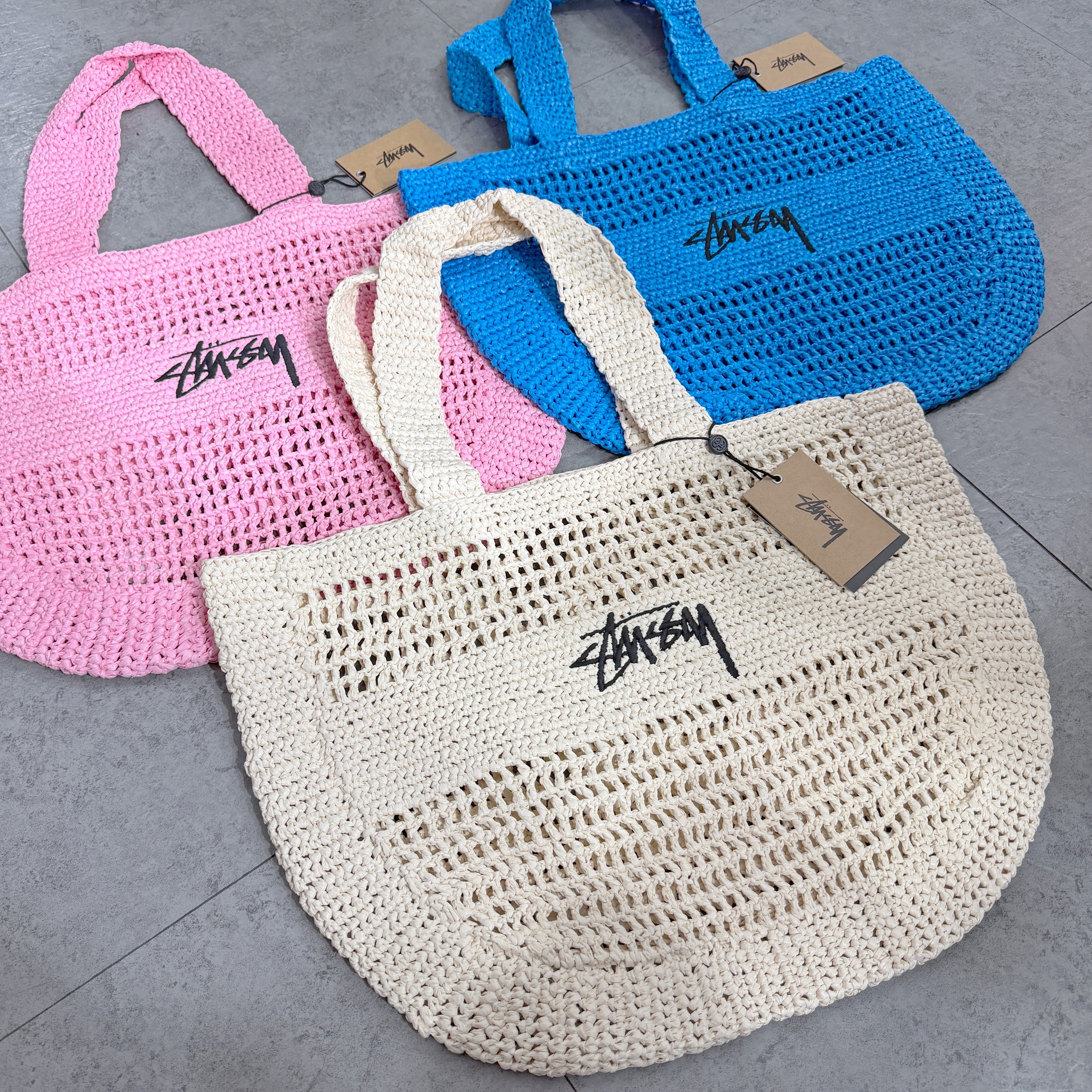 STUSSY WOVEN TOTE BAG Ivory 米白色編織袋
