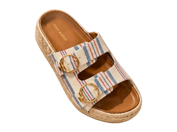 [EPO] TORY BURCH MULTI SELBY ESPADRILLE SLIDE CANVAS, 176246-960 (POETB82)