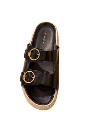 [EPO] TORY BURCH PERFECT BLACK SELBY ESPADRILLE SLIDE, 177516-006 (POETB83)