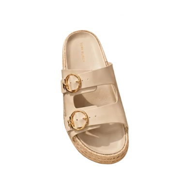 [EPO] TORY BURCH BEIGE ROCK SELBY ESPADRILLE SLIDE, 177516-250 (POETB84)