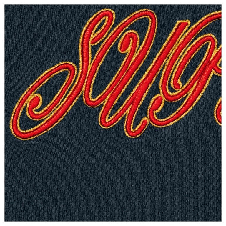 -(B4c04)-SUPREME RAISED SCRIPT S/S TOP SS26立體刺繡 字體草寫 短T 黑/深藍