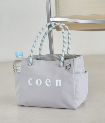 AL029 coen Logo 間條手挽聚酯帆布手提袋 SIZE M