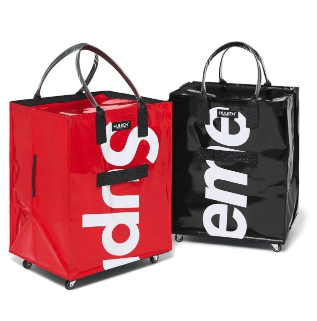 【Luxury】 SUPREME x HULKEN 浩肯包 ROLLING TOTE BAG RED 滾輪手提袋 紅 黑 兩色 收納包 耐裝 防水提袋 防水包 行李箱 L號