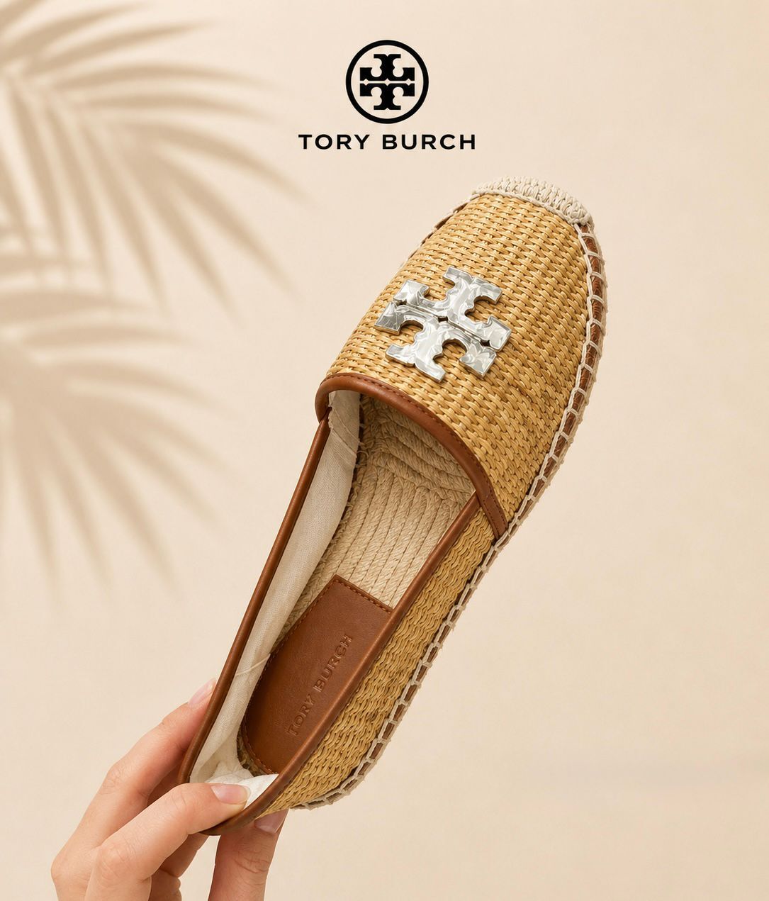 [EPO] TORY BURCH RAFFIA STITCH LOGO ESPADRILLE, 184823-250 (POETB89)