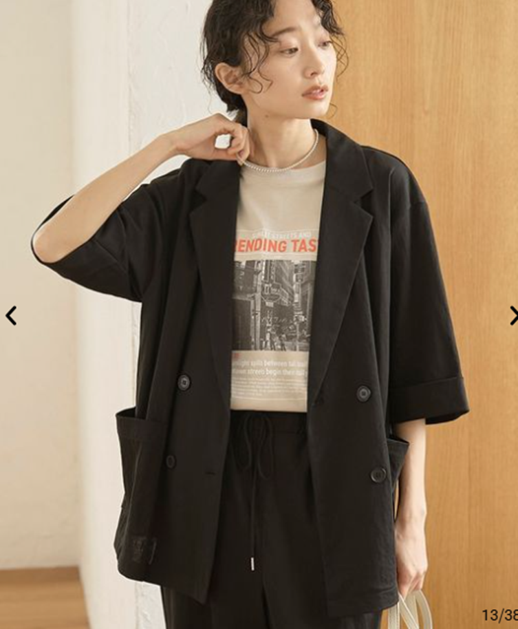 AL025 coen 亞麻混紡珠地佈短袖修身外套
