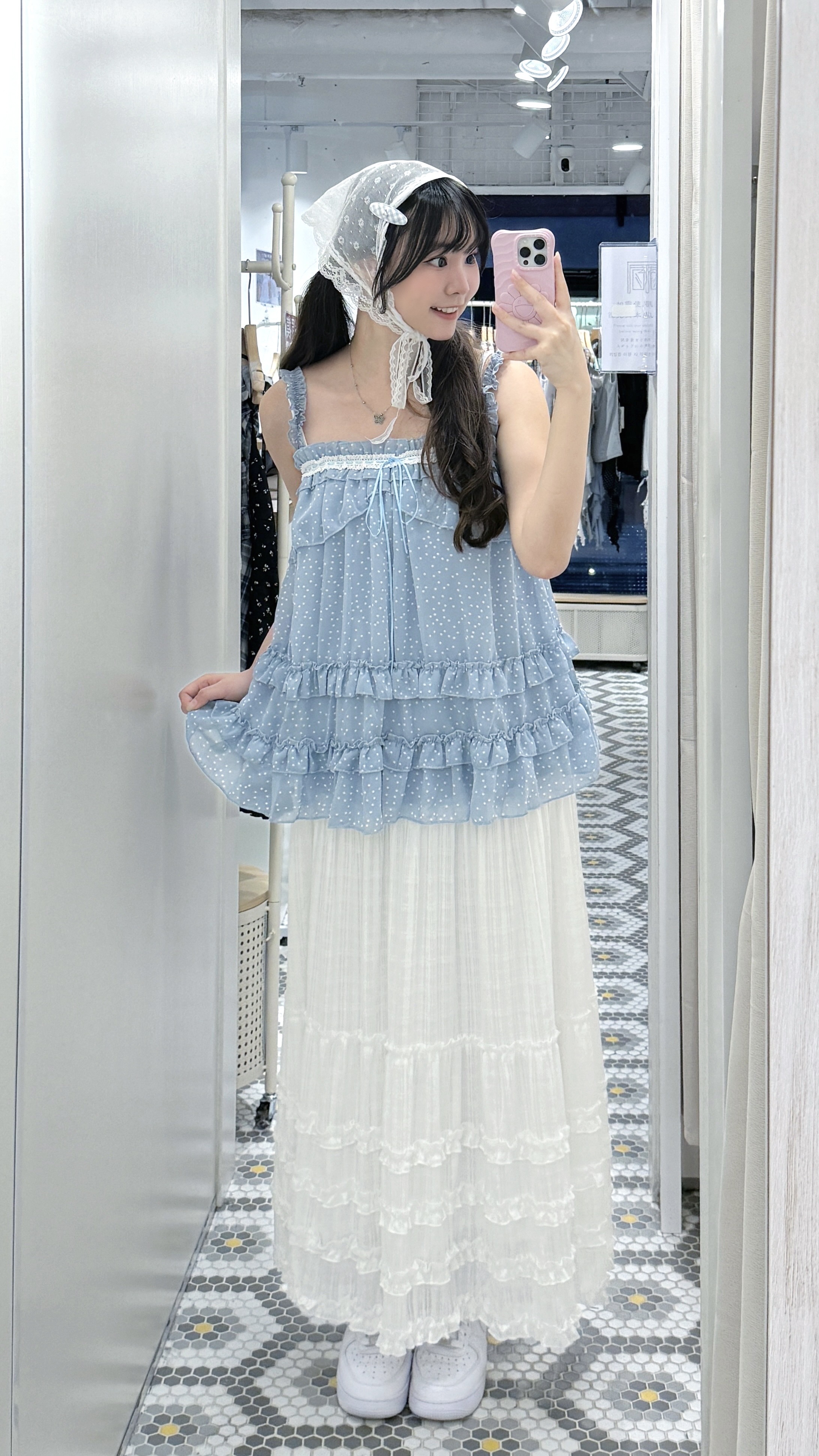 EA1260｜輕重磅‧₊˚ ☁️⋅ 棉麻料暗格4小束ruffle長裙