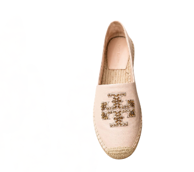 [EPO] TORY BURCH LIGHT ROSE EMBELLISHED ESPADRILLE, 163769-610 (POETB79)
