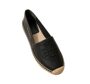 [EPO] TORY BURCH PERFECT BLACK CUT-OUT LOGO LEATHER ESPADRILLE, 163814-001 (POETB80)