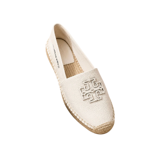 [EPO] TORY BURCH LIGHT CREAM CUT-OUT LOGO LEATHER ESPADRILLE, 163814-122 (POETB81)