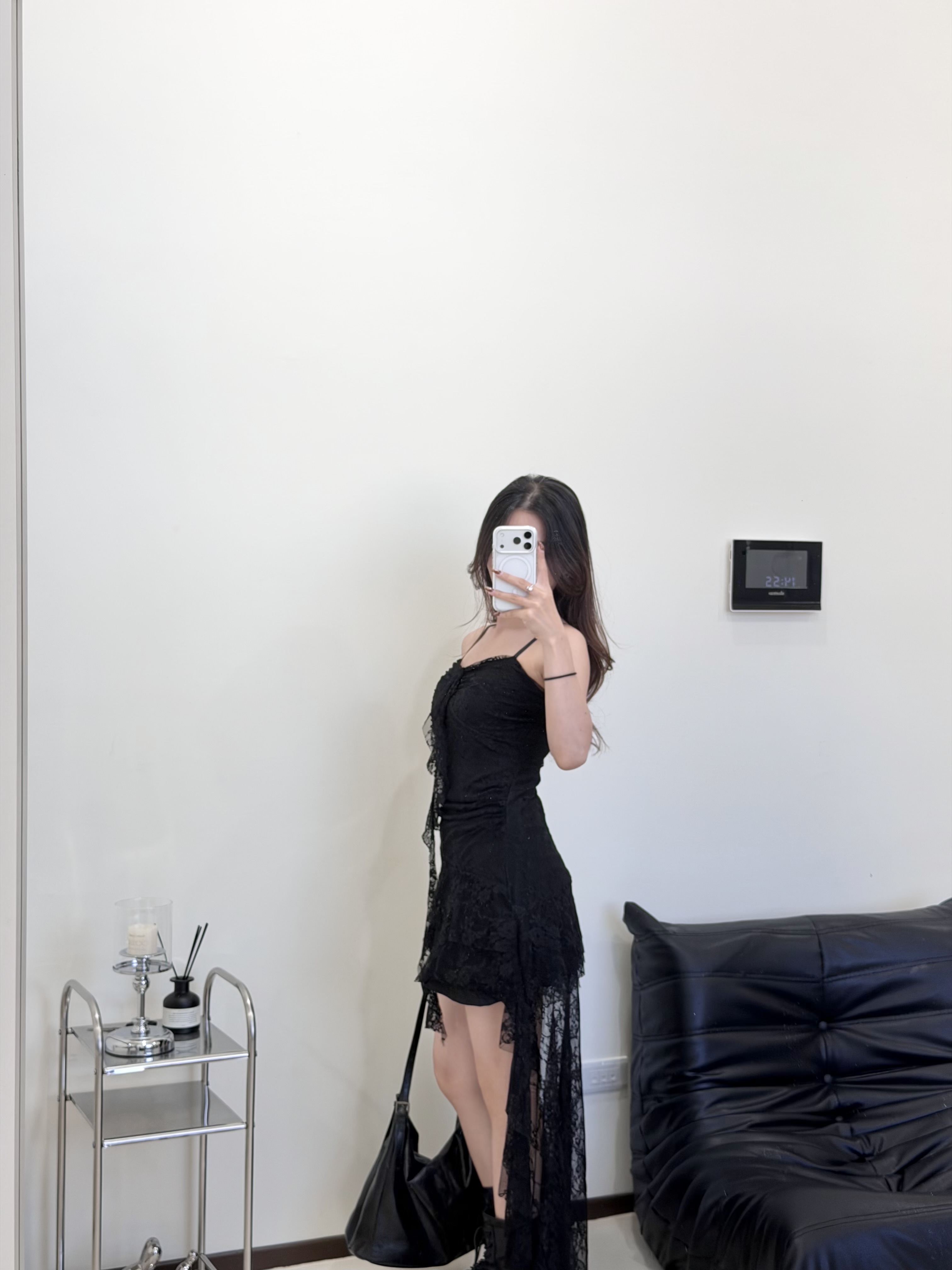 ins風蕾絲飄帶長洋