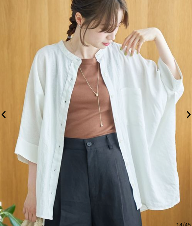 AL019 coen 亞麻人造絲蝙蝠領襯衫