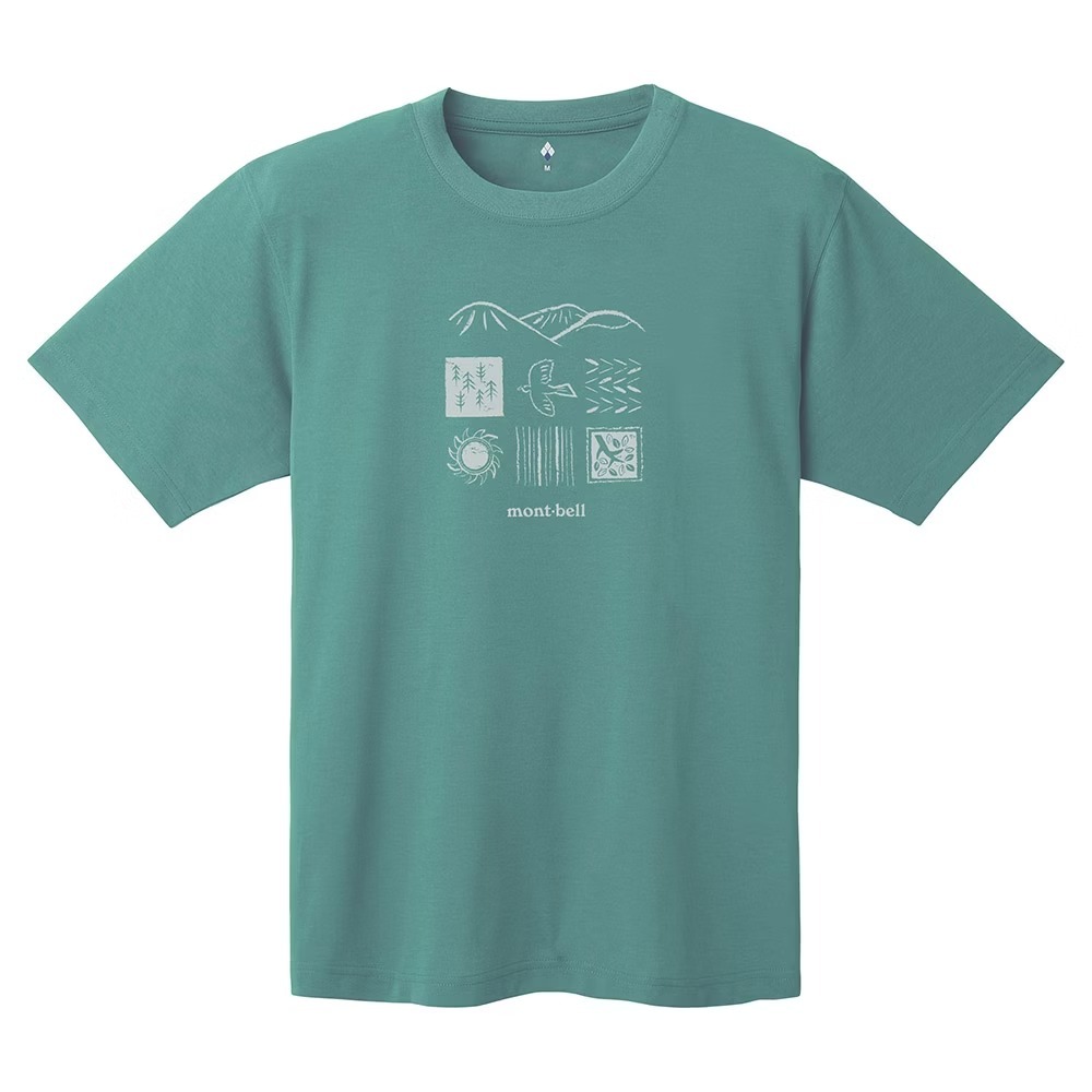 Mont-bell WIC. T MOUNTAIN NATURE短袖排T 1114843-BGN藍綠 [HappyOutdoor]