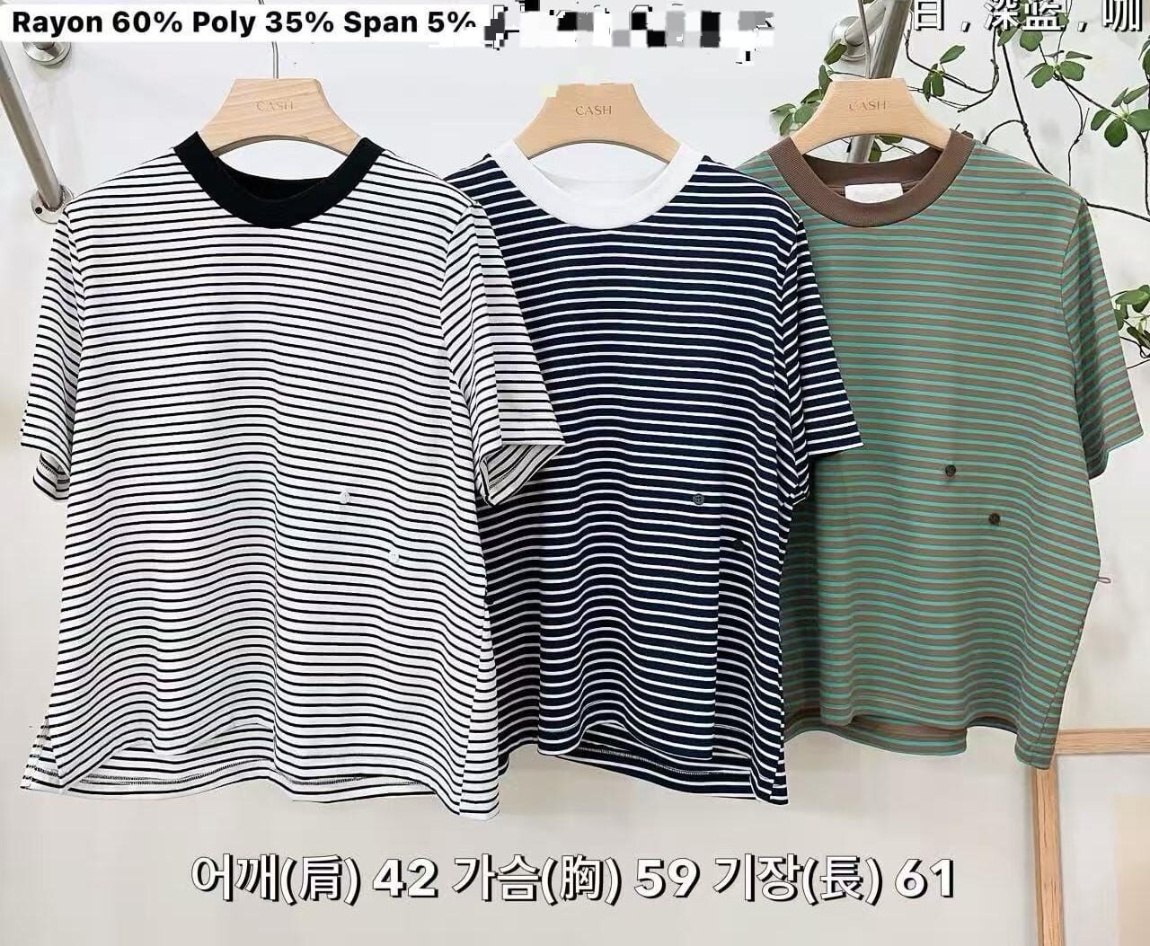CA6209 鈕扣條紋Tee