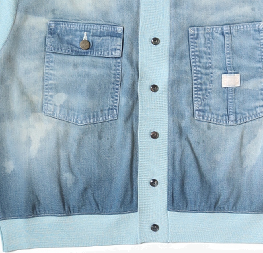 KAPITAL Knit x 8oz denim coverall Polo SHIRT S/S - BLUE PRE ORDER ITEM (預訂中)