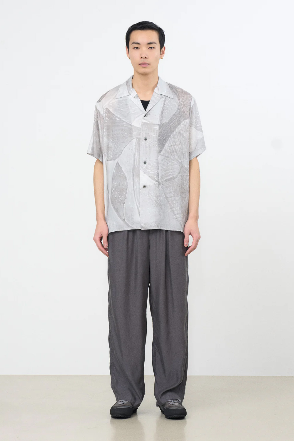 YOKE PRINTED TENCELL OPEN COLLAR SHIRT