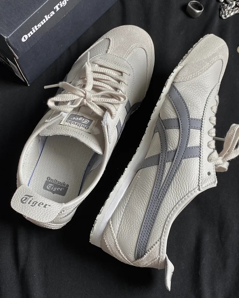 代購-Onitsuka Tiger 鬼塚虎 Mexico 66 德訓鞋 荔枝紋牛皮革拼接麂皮 復古 燕麥米灰 男女同款 1183A201-250