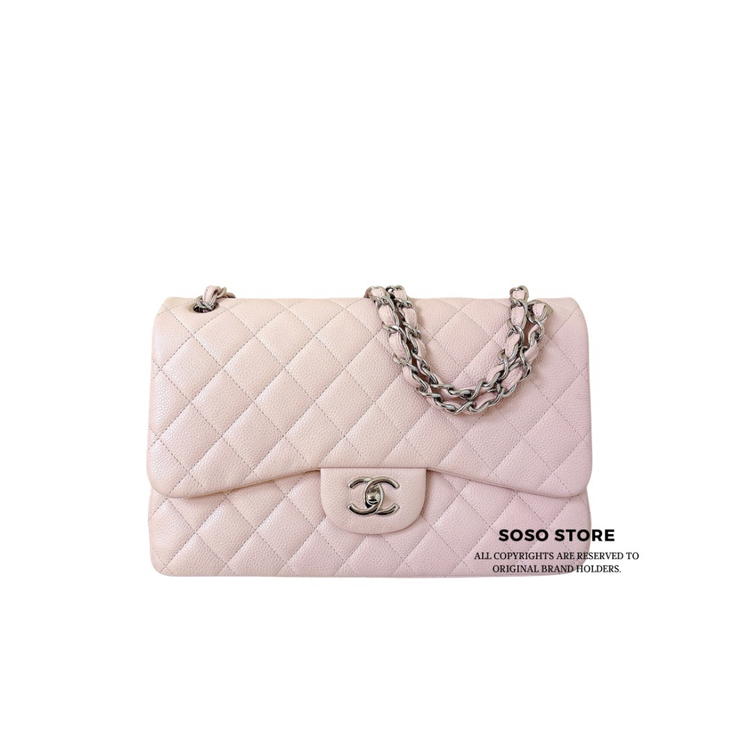 Chanel Classic Jumbo Double Flap Handbag - Rose Clair / SHW