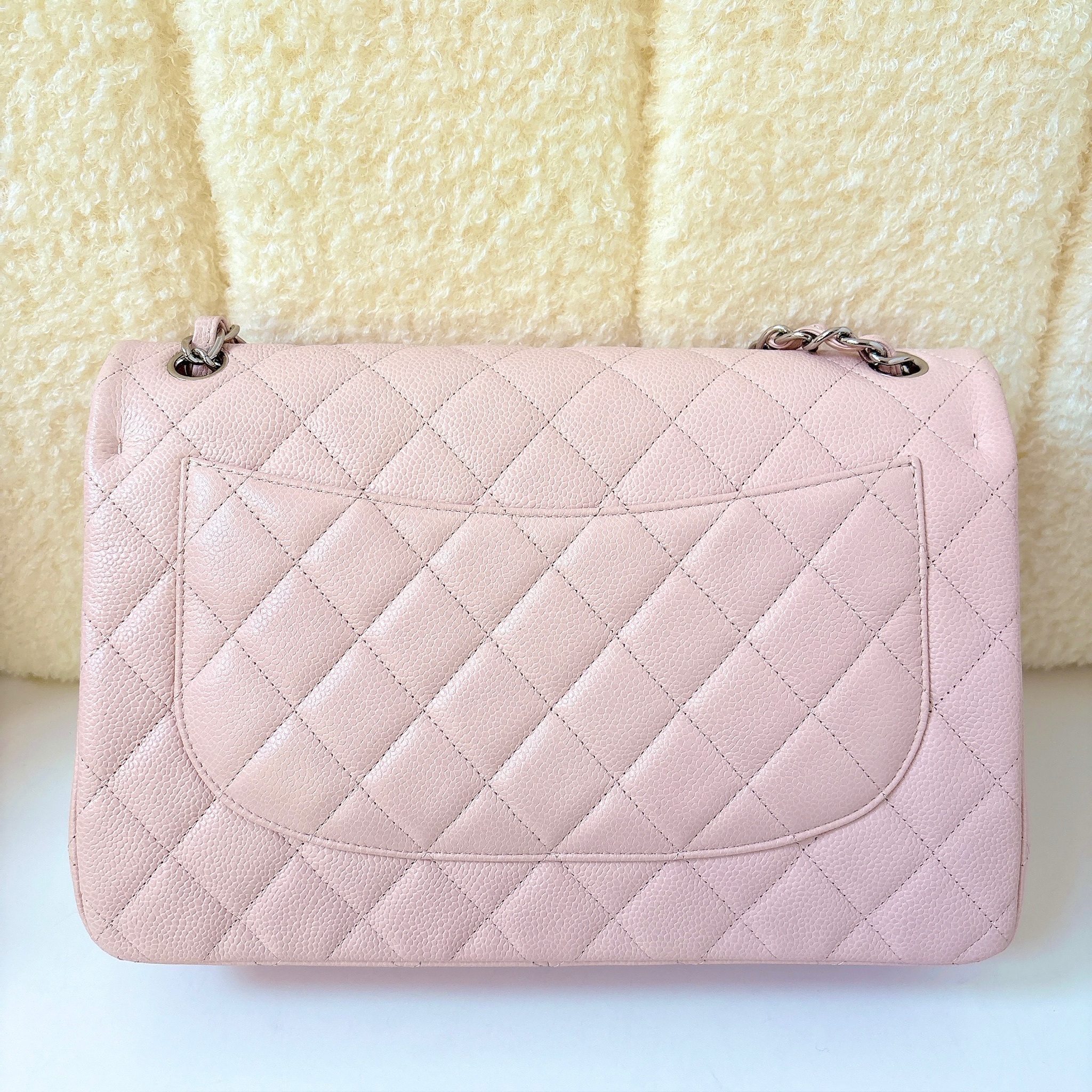 Chanel Classic Jumbo Double Flap Handbag - Rose Clair / SHW