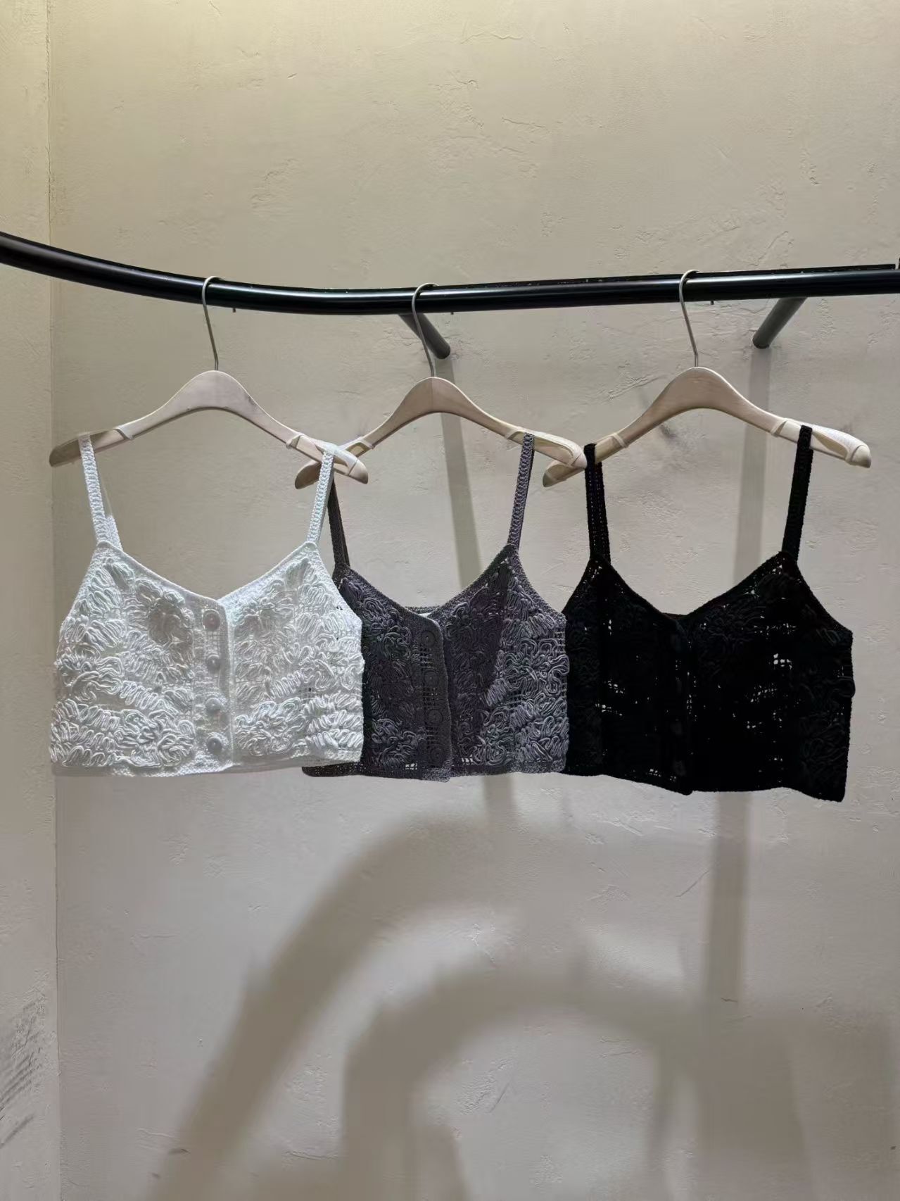 WJ6227 立體花手工針織細肩吊帶