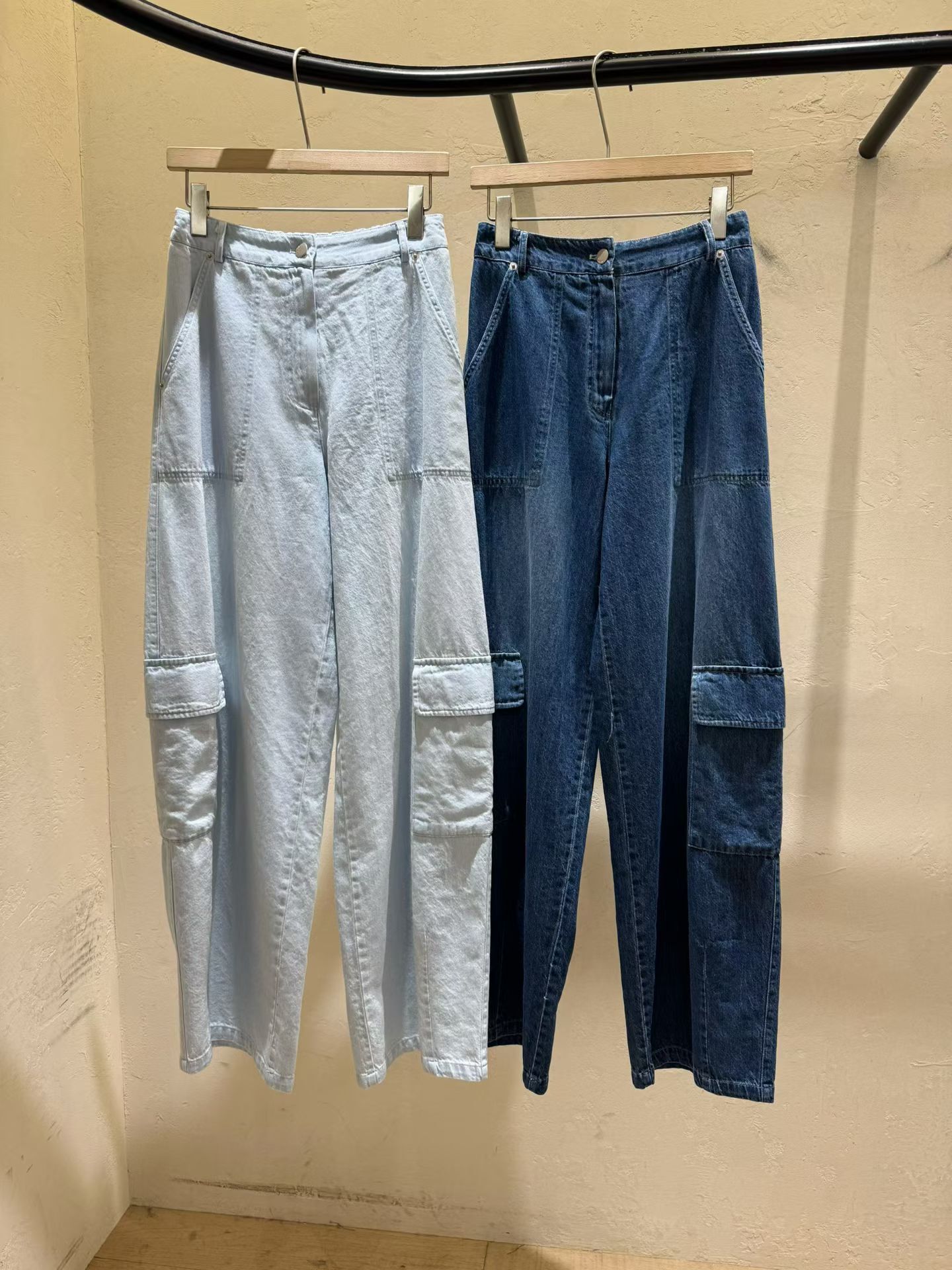 WJ6230 水洗褪色輕薄寬鬆闊腿工裝褲