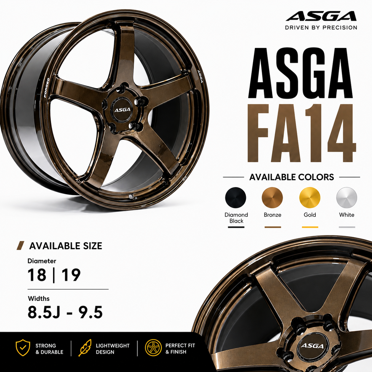 【ASGA FA14】18吋鍛造輪圈｜FORGED 高強度輕量化｜琥珀古銅