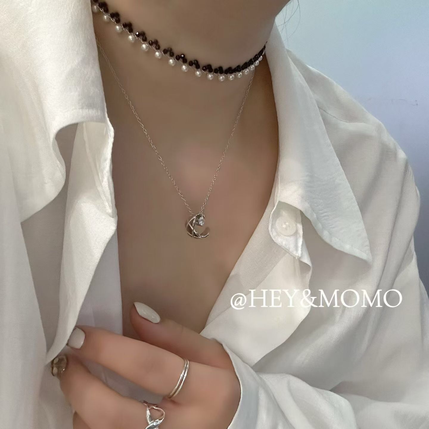 HM6212 ⚪️925 銀 小香菱格嵌鑽項鍊