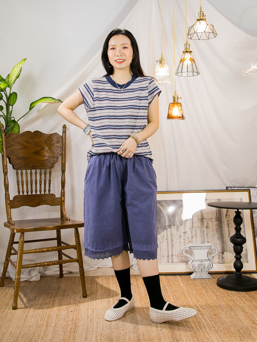 【29/5-31/5限時優惠】袖口刺繡．領位羅紋．橫間線仔料TOP
