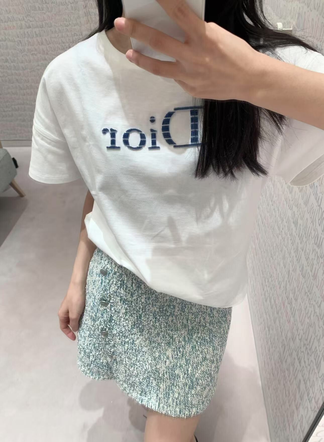Dior  Kids 經典 藍色立體Logo Tee