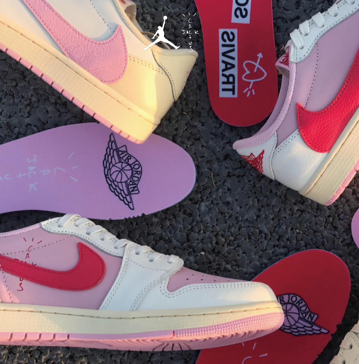Travis Scott x Air Jordan 1 Low OG 粉倒勾 Muslin Pink 慕斯粉 / Sail Tropical Pink 桃紅熱帶粉 IQ7604-100 IQ7604-101