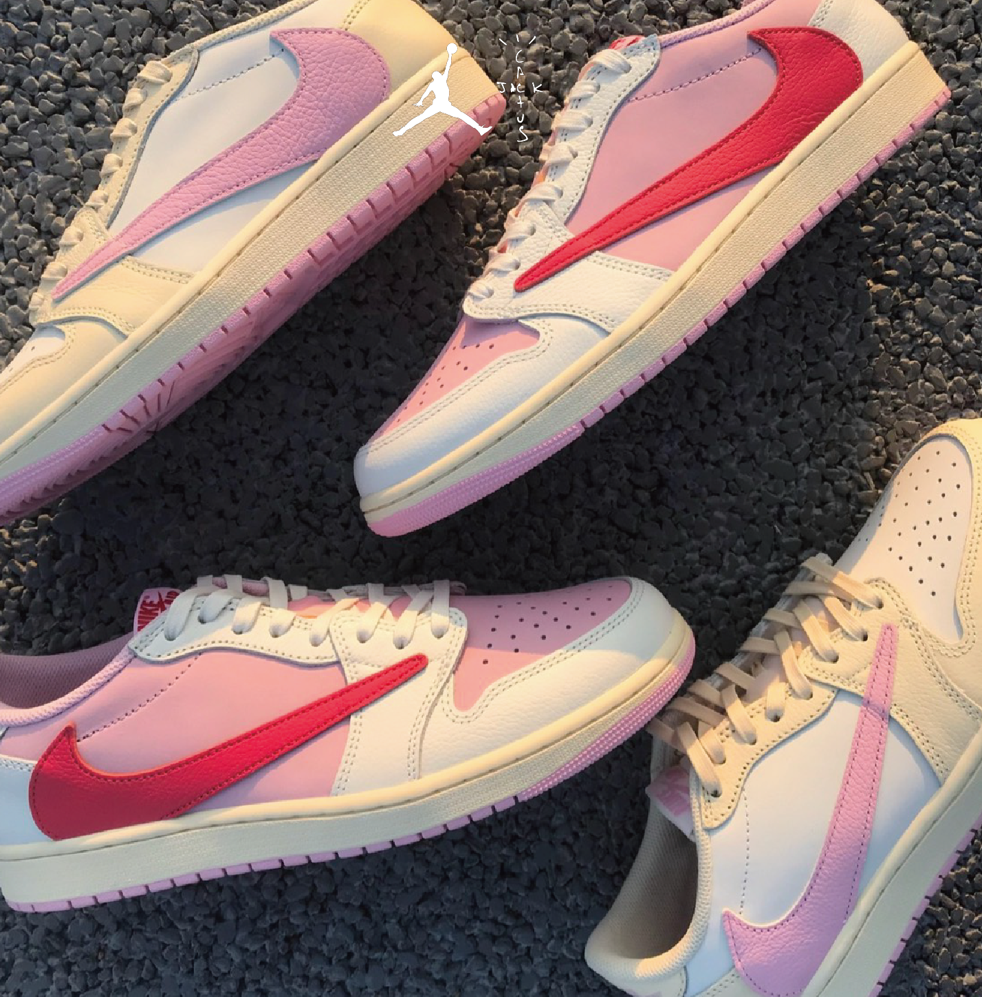 Travis Scott x Air Jordan 1 Low OG 粉倒勾 Muslin Pink 慕斯粉 / Sail Tropical Pink 桃紅熱帶粉 IQ7604-100 IQ7604-101