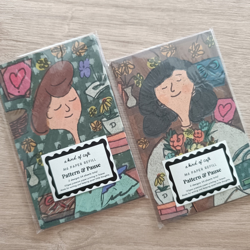 A Kind of cafe什物．雙面印刷M6便簽活頁紙 小女仕 棕色/綠色