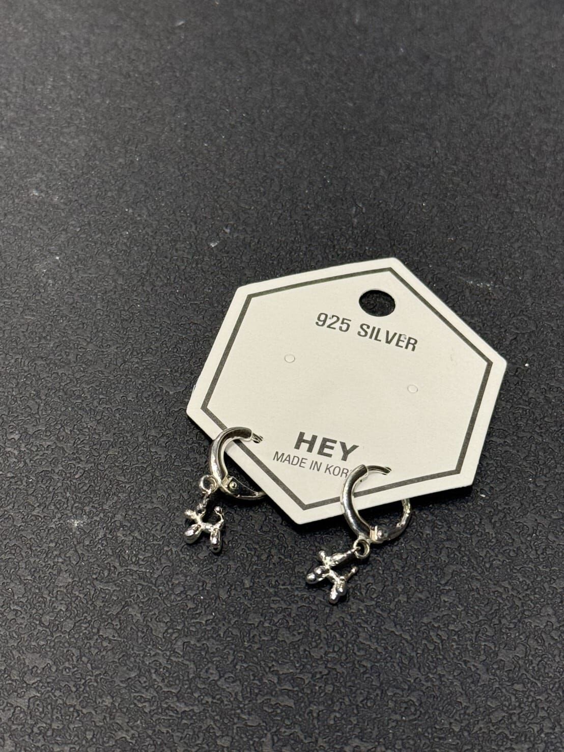 HM6228 ⚪️925 銀 氣球小狗耳圈耳扣