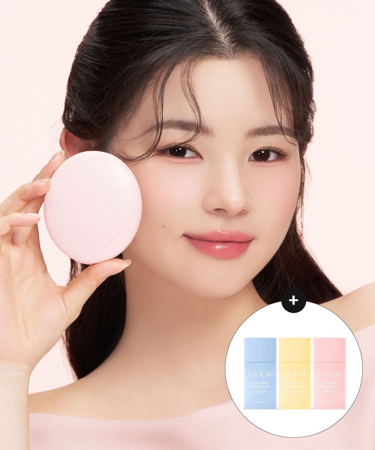 IPKN 絲柔霧感濾鏡校色粉餅 (+迷你妝前乳)【3款色號】